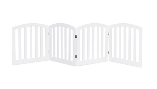 Coast – Hondenomheining & Traphekje – 245x61 cm – Wit MDF – 4-delig & Opvouwbaar – Vrijstaand met 2 Steunpoten & 360° Scharnieren – Flexibele Veiligheid