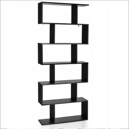 Coast Standregal 6 Level S-vorm Boekenkast opslagplek hout kleurselectie zwart-zwart