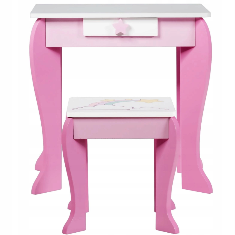 costway kaptafel voor meisjes - wit met roze - 49.5 x 35.5 x 89 cm