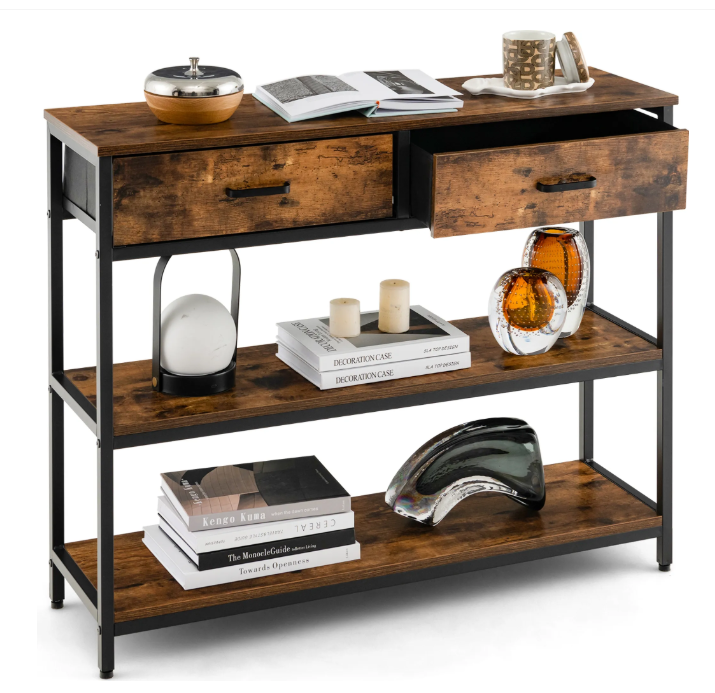 Coast - Consoletafel met 2 Stoffen Laden - 100 cm - Metalen Frame - Kantelbeveiliging