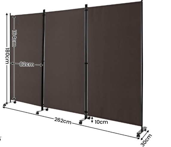 Coast 3-panelen Vouwbare Kamerverdeling Stofbescherming - 260 x 183 cm - Grijs