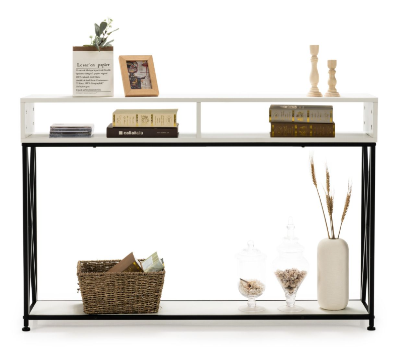 Coast Consoletafel – Open Plank & Stalen Frame – 120 x 23 x 79 cm – Wit