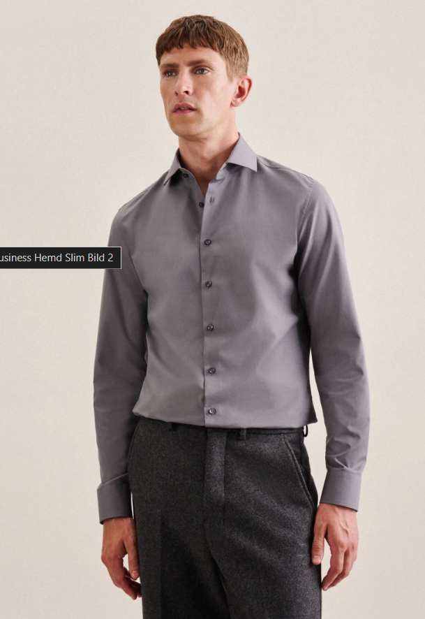 Seidensticker Business Shirt – Regular Fit – maat 39 - Anthra-665 – Katoen, Non-Iron, Spread Kentkraag