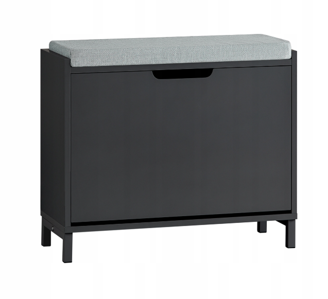 SoBuy Schoenenkast – Neerklapbare Deur met 2 Verstelbare Planken – 60 x 24 x 52 cm – Zwart