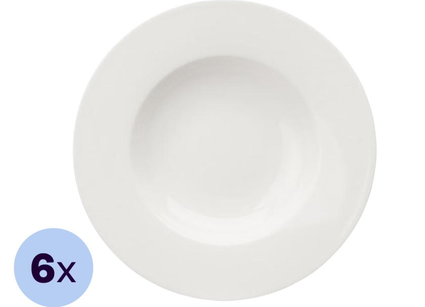 Set van 6 Vivo by Villeroy & Boch Diepe Borden – Ø 24 cm – Tijdloos Wit