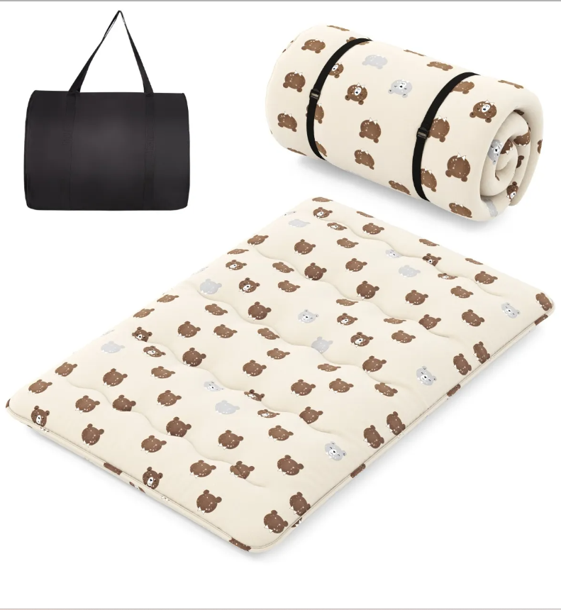 Comfortabele Coast Futon Matras 140 cm Beige – Opvouwbare Tatami Slaapmat met Wasbare Hoes