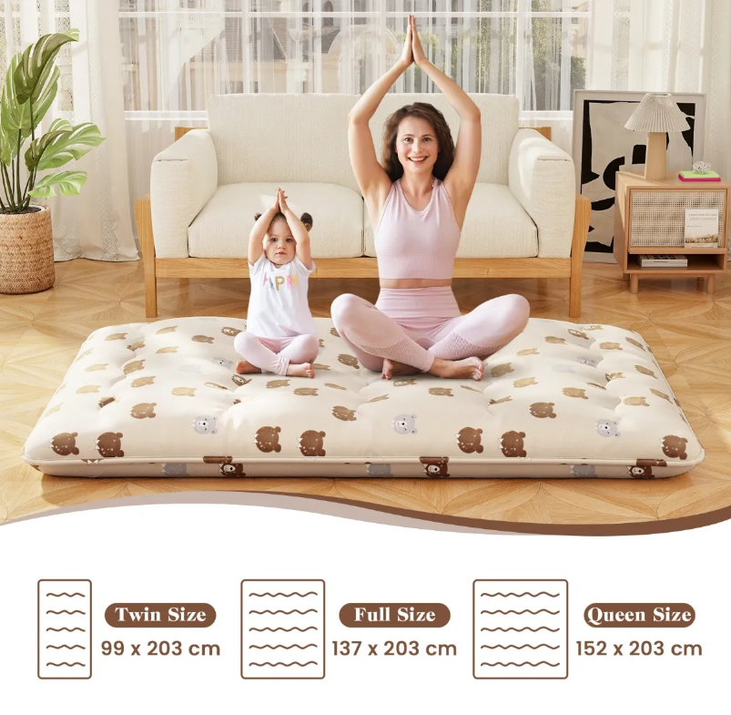 Comfortabele Coast Futon Matras 140 cm Beige – Opvouwbare Tatami Slaapmat met Wasbare Hoes