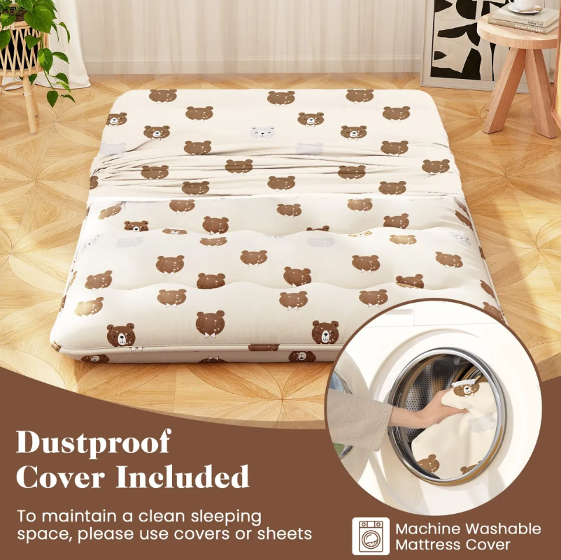 Comfortabele Coast Futon Matras 140 cm Beige – Opvouwbare Tatami Slaapmat met Wasbare Hoes