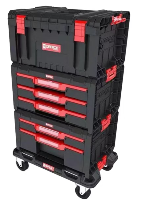 Qbrick System – Pro Drawer Workshop Gereedschapswagen – 52.5x34.5x88.5 cm – Zwart Kunststof – Modulair met Lades & Transportplatform – Water- & Stofdicht – Voor Professionele Werkplaats