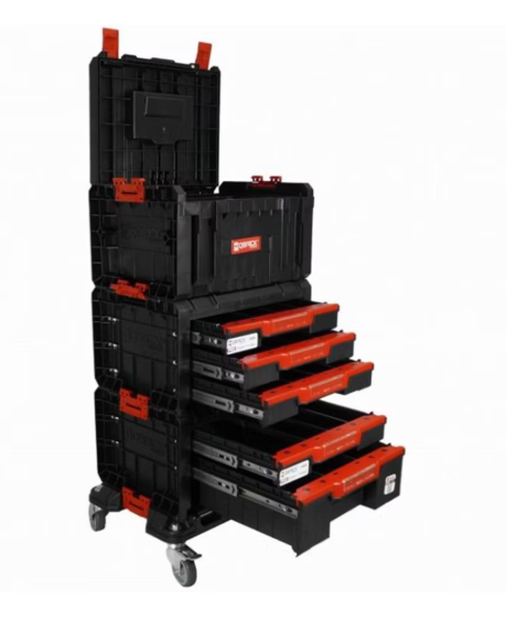 Qbrick System – Pro Drawer Workshop Gereedschapswagen – 52.5x34.5x88.5 cm – Zwart Kunststof – Modulair met Lades & Transportplatform – Water- & Stofdicht – Voor Professionele Werkplaats