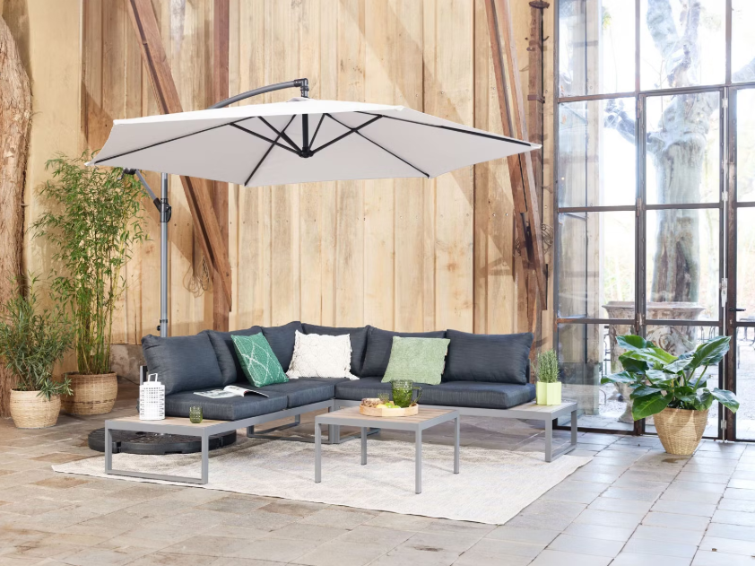Lifa Garden Hangende Parasol Ø 300 cm Crème – Inclusief Beschermhoes