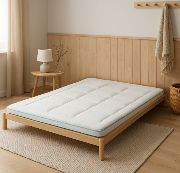 Zydante Bamboo Topdekmatras 90x200x6 cm – Twee Zijden Beslaapbaar – Ademend & Hypoallergeen – Inclusief Gratis Kussens