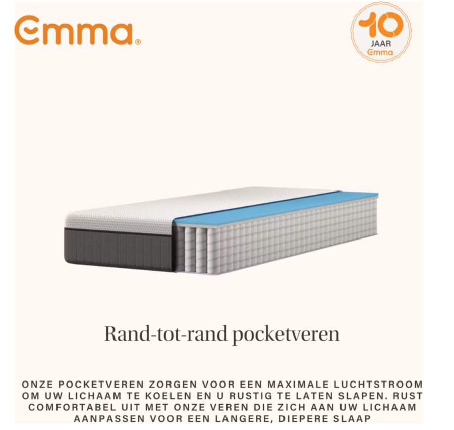 Emma Matras Lite - AeroFoam laag - 140x200 cm - Wit met Grijs