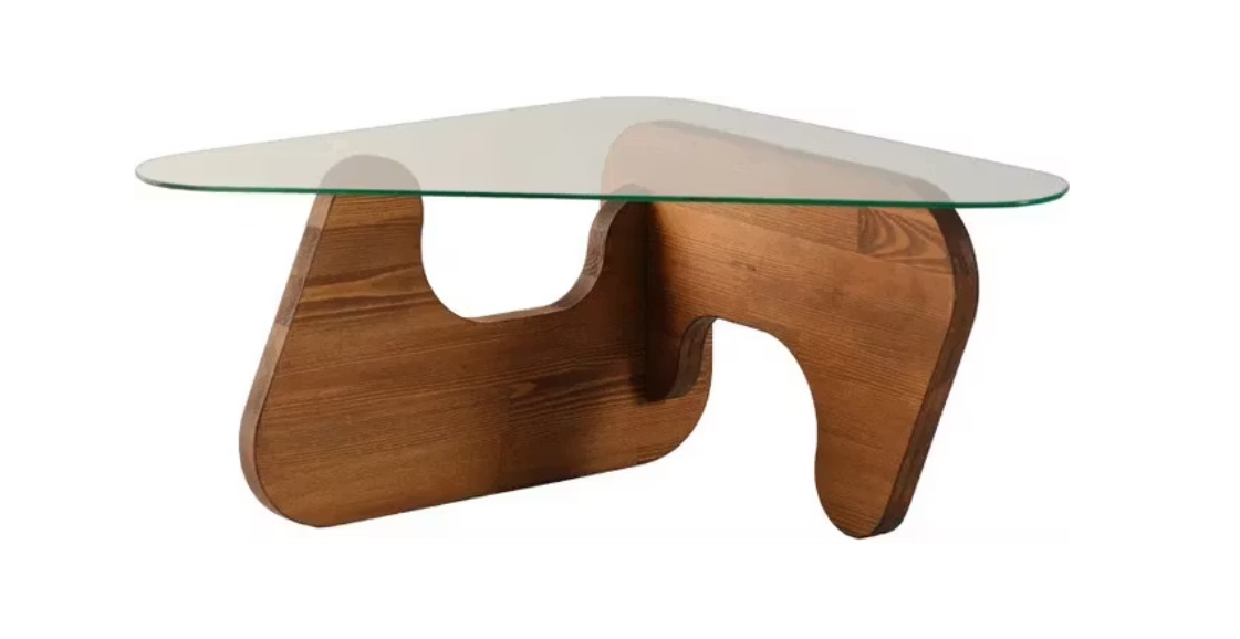 Salontafel - Gehard glas - Massief hout – Freya Chesnut Forme XL - Kastanjekleur