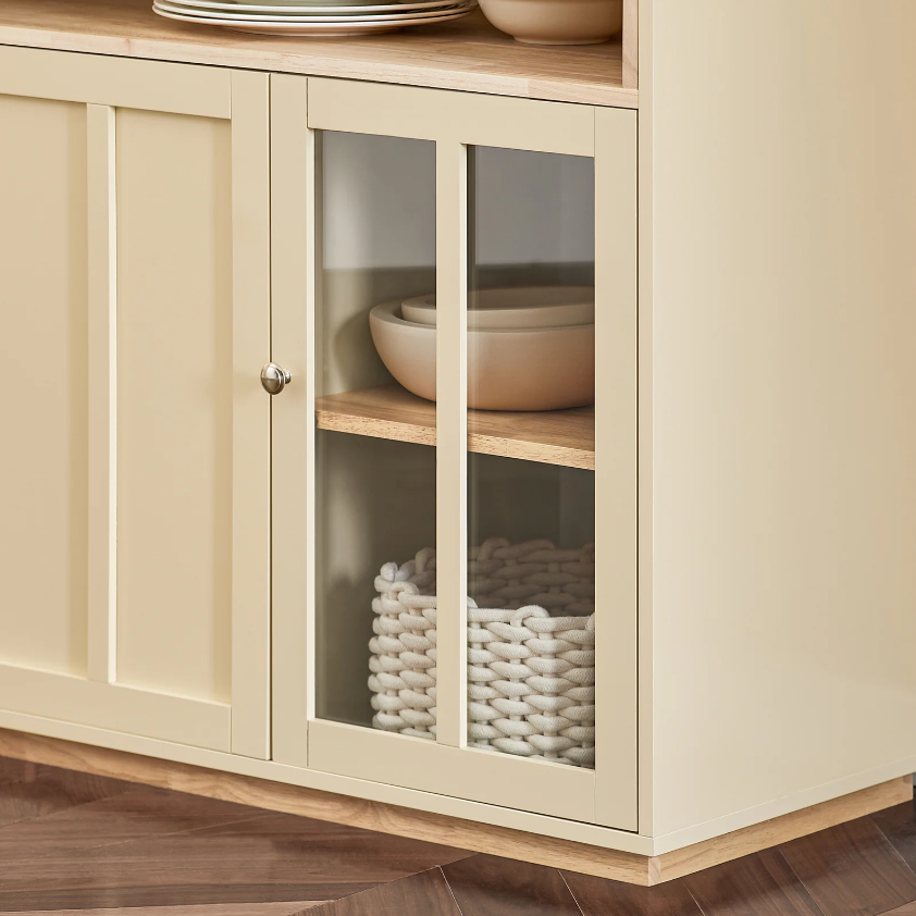 SoBuy Keukenkastje - 3 Deuren - Max. 70 kg - 120 x 40 x 85 cm - Beige