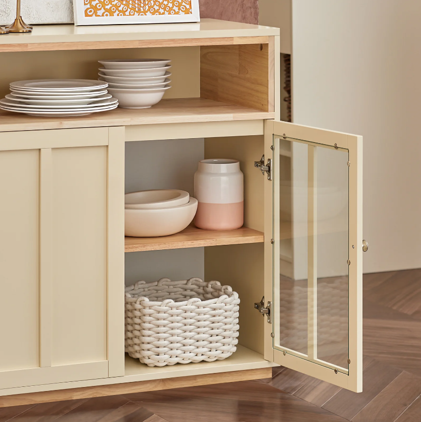 SoBuy Keukenkastje - 3 Deuren - Max. 70 kg - 120 x 40 x 85 cm - Beige