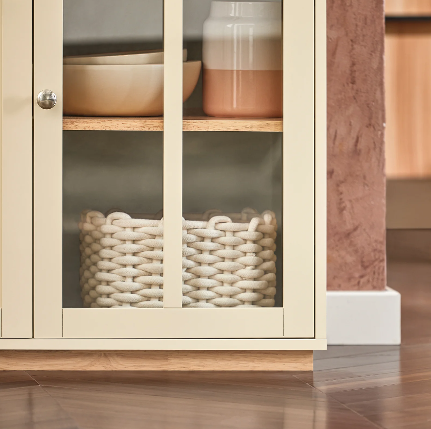SoBuy Keukenkastje - 3 Deuren - Max. 70 kg - 120 x 40 x 85 cm - Beige
