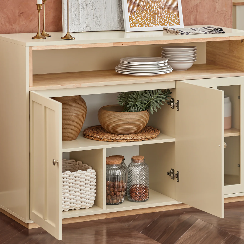 SoBuy Keukenkastje - 3 Deuren - Max. 70 kg - 120 x 40 x 85 cm - Beige
