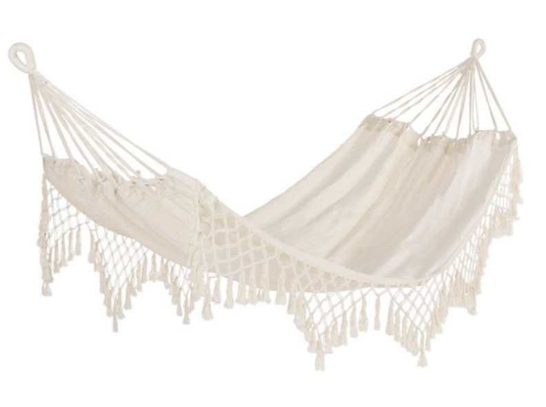 BIZZOTTO Hangstoel MILLOR – Boho Design – Polibaweel & Hout – 200x100 cm – Wit