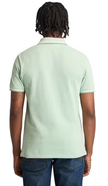 Timberland Oyster River Tipped Collar Polo Heren – Maat L - Cameo Green – Slim Fit – Ruglengte 70,5 cm – Gewicht 245 g/m²
