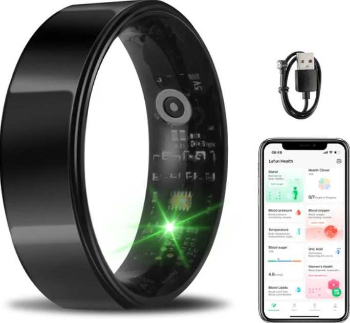 Saaf Smart Ring - Maat 11 - voor Dames en Heren - Activity Tracker - Wearables - Zwart