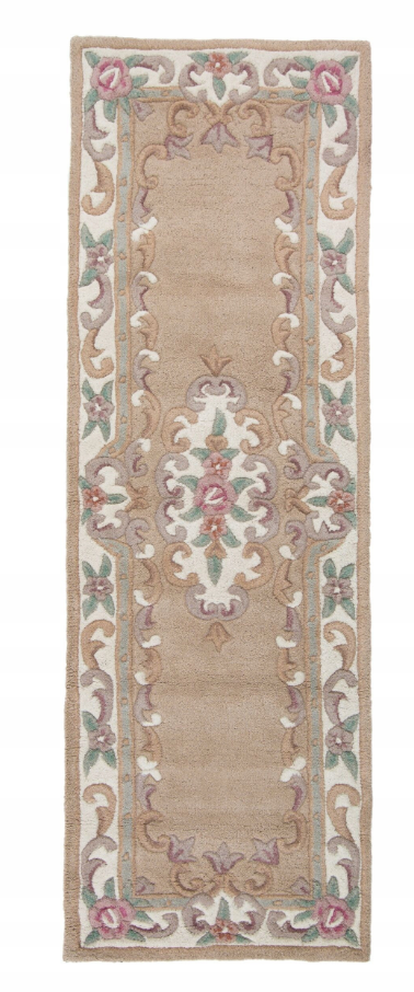 Flair Rugs Lotus Premium Aubusson Fawn Wollen Tapijt 67x210 cm – Beige/Bruin