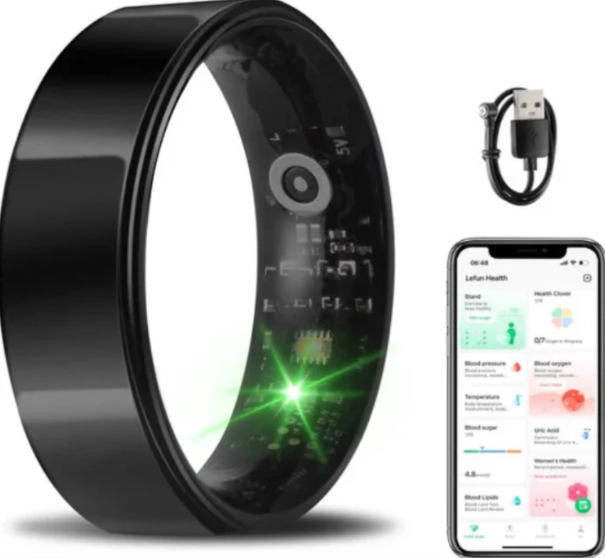 Saaf Smart Ring - Maat 12 - voor Dames en Heren - Activity Tracker - Wearables - Zwart