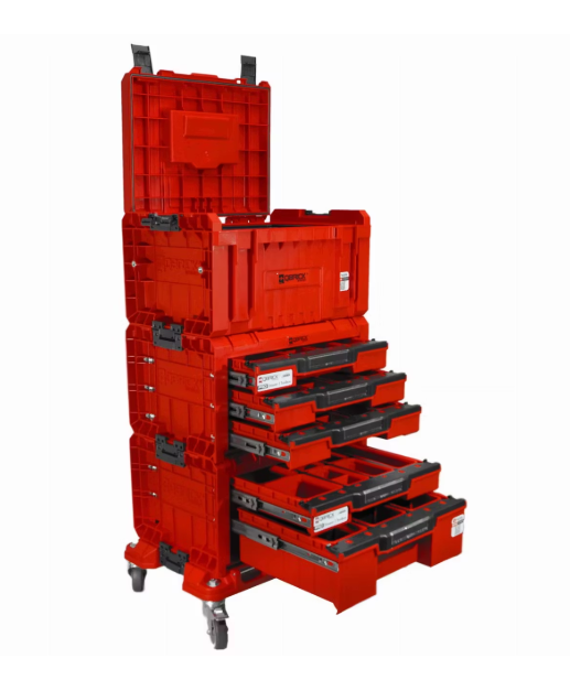 Qbrick System Pro Drawer Workshop Set 4 Rood – 525 x 345 x 885 mm