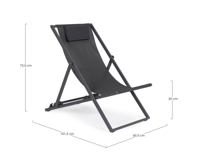 Bizzotto Ligstoel Taylor 65 x 200 x 102 - 42,5 cm | Dark Grey