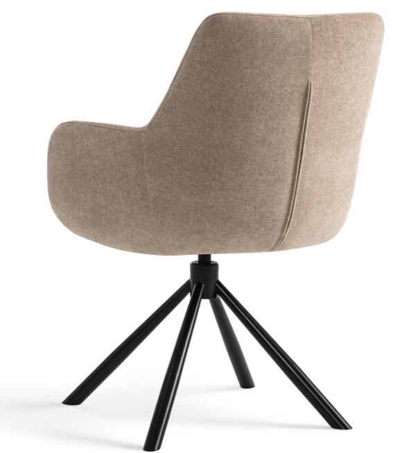 Criks Design Eetkamerstoel Olivia Bruin – 53x66x87 cm – Draaibare Armstoel met Comfortabele Stoffen Zitting