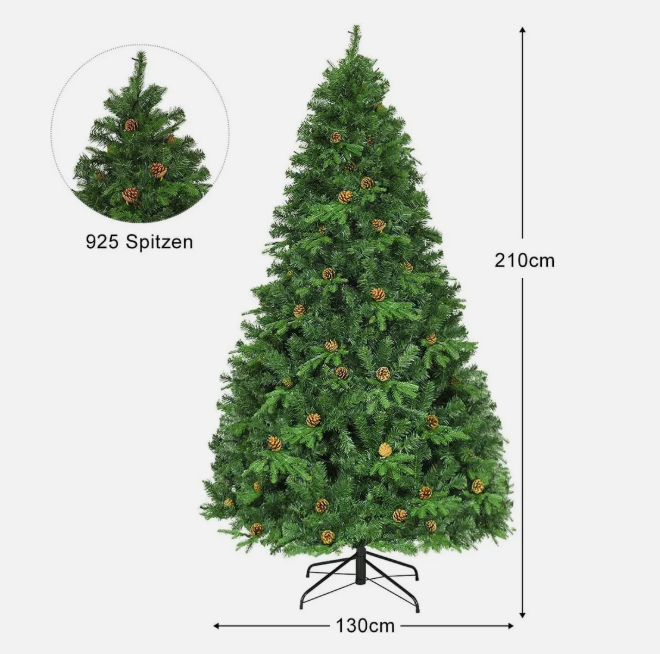 Kunstmatige Fir Tree met LED - Lichte ketens Kerstboom Kerstboom 210cm Groen