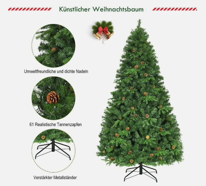 Kunstmatige Fir Tree met LED - Lichte ketens Kerstboom Kerstboom 210cm Groen