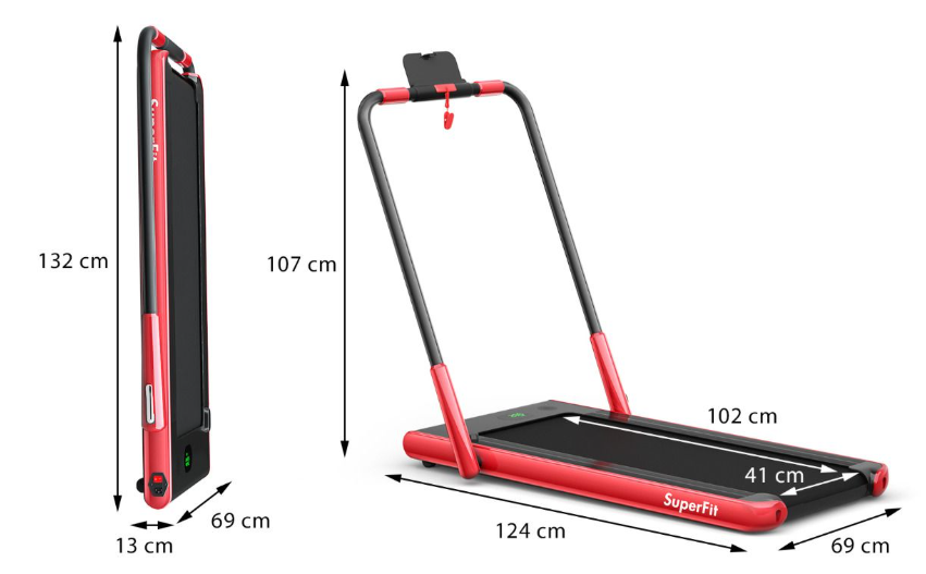 Coast Loopband Met Bluetooth - 1-12 km/u - Inklapbaar - 124,5 x 68,5 x 106.5 cm - Rood