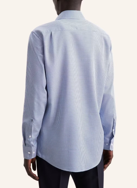 Seidensticker Overhemd Regular Fit - Spread Kent |-Mid Blue - Maat 42 - 100% Katoen