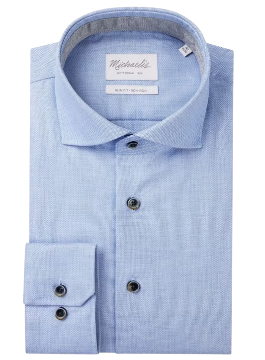 Michaelis Non-Iron Cutaway Shirt – Maat 38 - Slim Fit | 100% Katoen Luxe Overhemd voor Heren