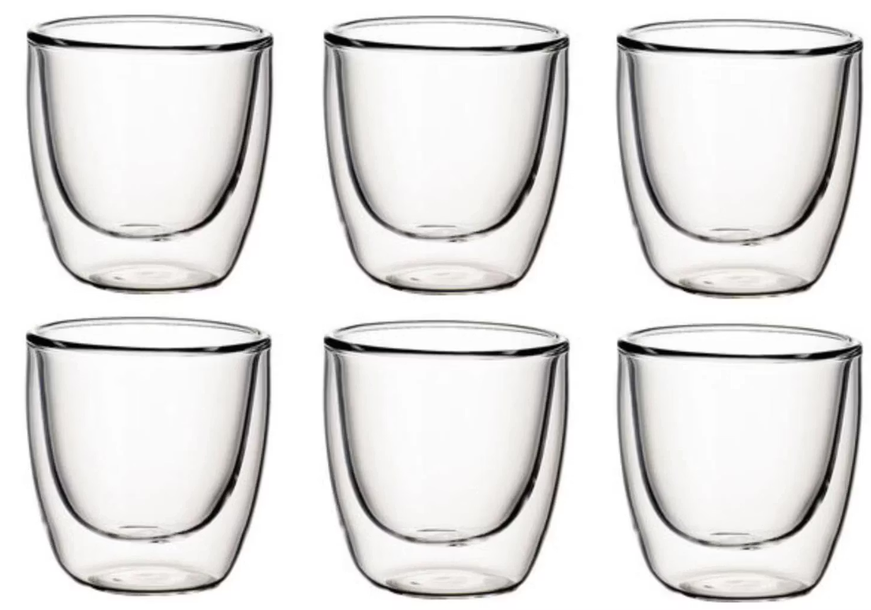 Villeroy & Boch Manufacture Rock – Set van 6 Dubbelwandige Theeglazen | 250 ml | Borosilicaatglas | Magnetron- & Vaatwasserbestendig