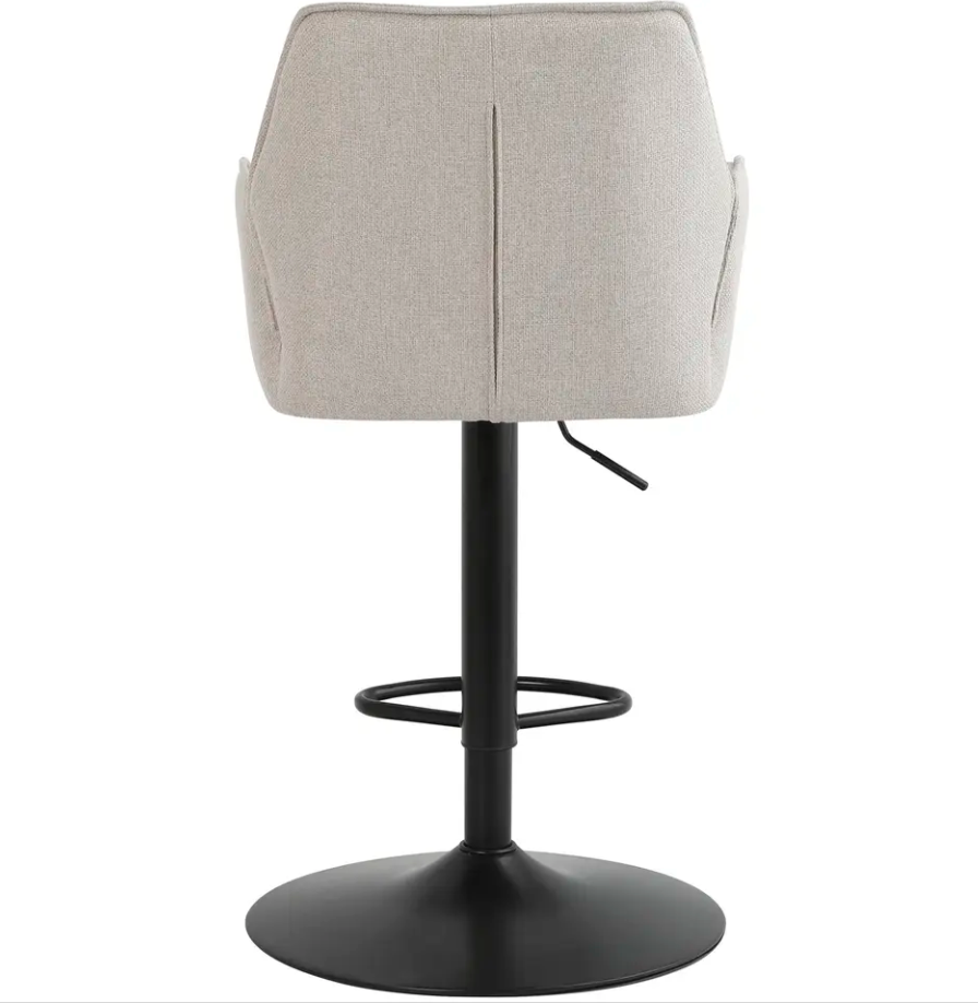 Barkruk Raffy Beige – Verstelbaar & Draaibaar – Met Armleuningen – Comfortabele Stoffen Zitting – Modern Design