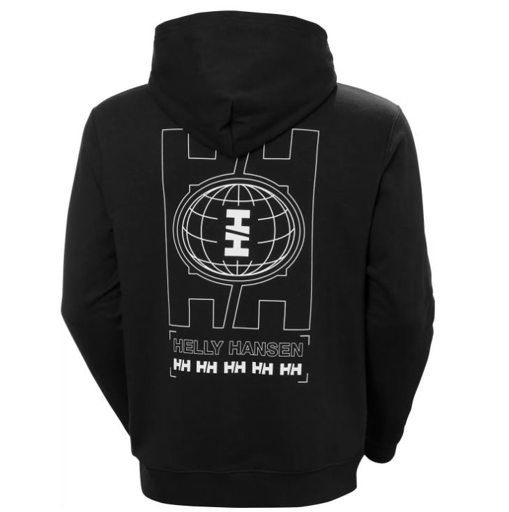 helly hansen core graphic hoodie heren – maat M – zwart – 80% katoen / 20% polyester – regular fit