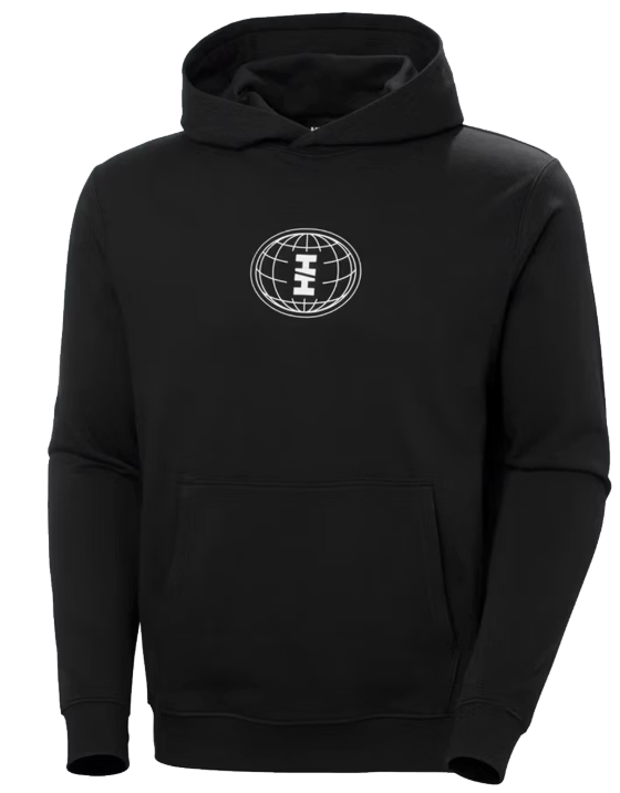 helly hansen core graphic hoodie heren – maat M – zwart – 80% katoen / 20% polyester – regular fit