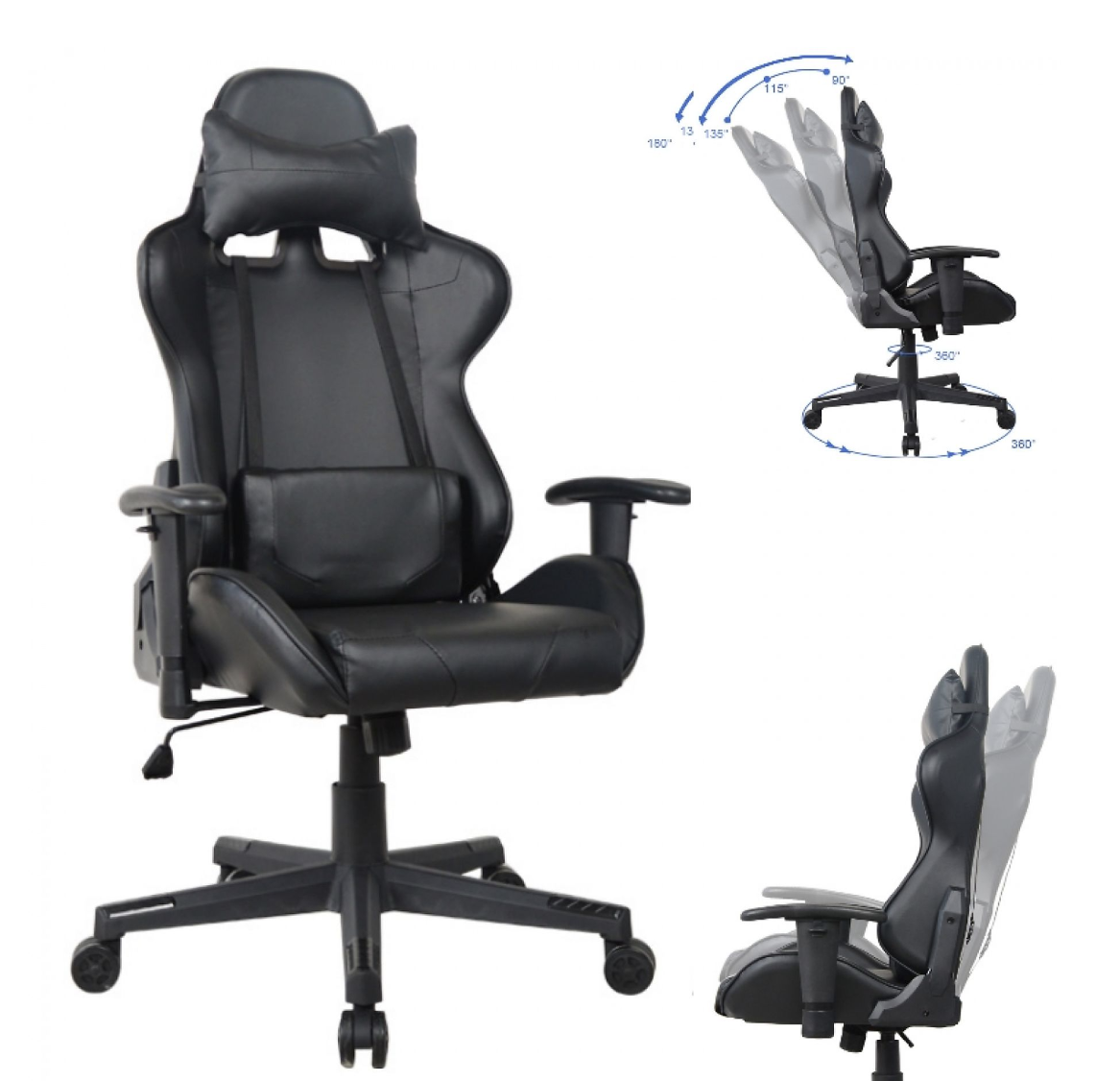 VDD Thomas Gamingstoel - Ergonomisch - Racing - Verstelbaar - 120x72x60 cm - ZwartThomas Gamingstoel - Ergonomisch - Racing - Verstelbaar - 120x72x60 cm - Zwart