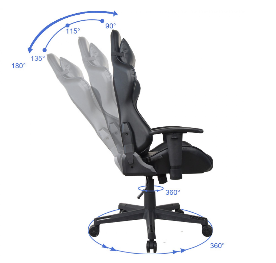 VDD Thomas Gamingstoel - Ergonomisch - Racing - Verstelbaar - 120x72x60 cm - ZwartThomas Gamingstoel - Ergonomisch - Racing - Verstelbaar - 120x72x60 cm - Zwart