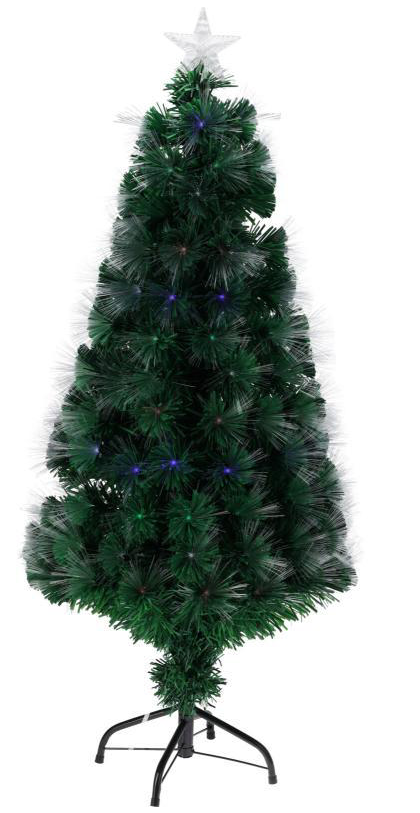 Decoratieve glasvezel kerstboom 60x33 cm – meerkleurig – met timer en programmeerfunctie