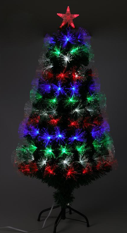 Decoratieve glasvezel kerstboom 60x33 cm – meerkleurig – met timer en programmeerfunctie