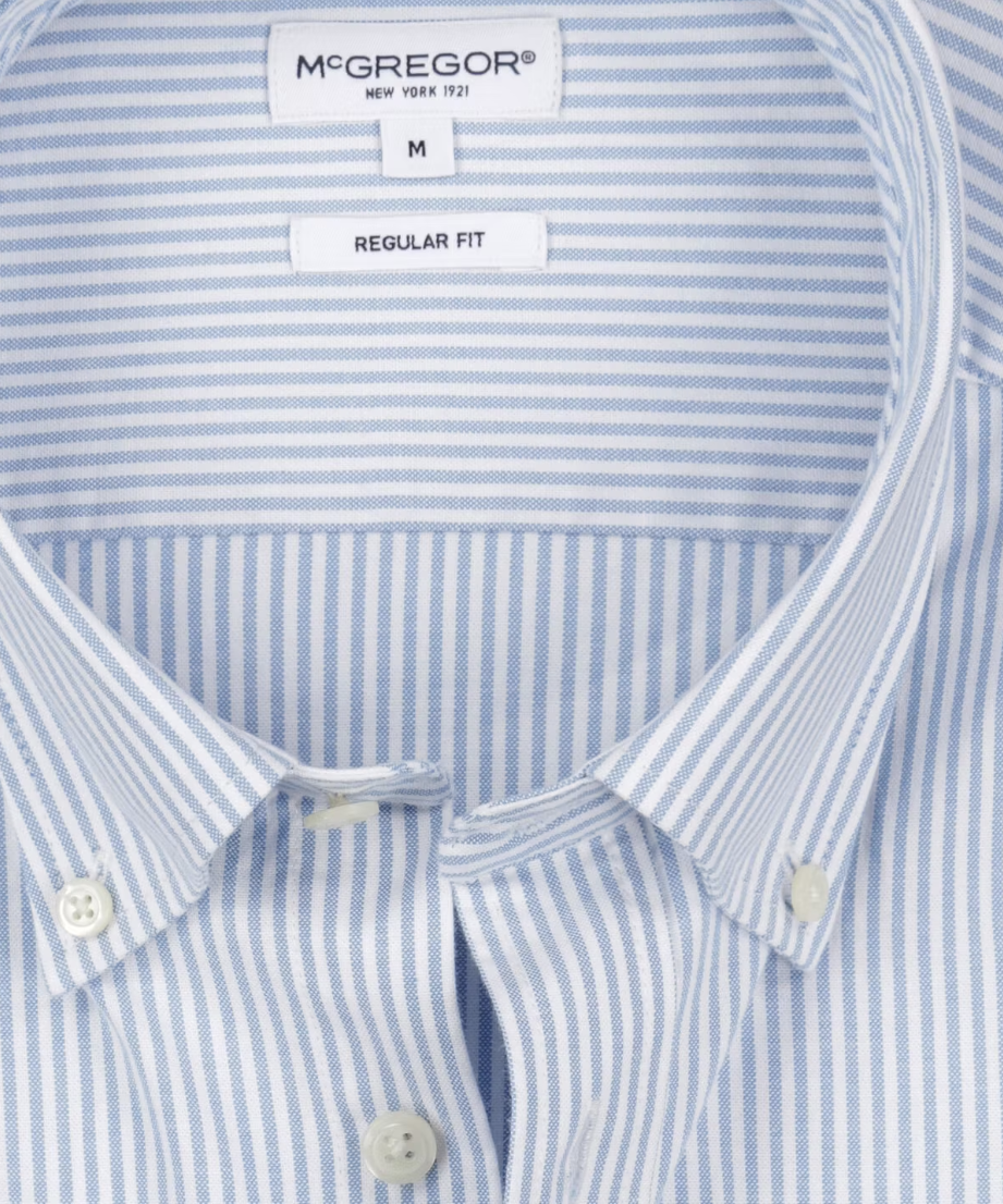 McGregor Stretch Oxford Small Stripe Shirt Heren – maat XXL – light blue – lange mouwen