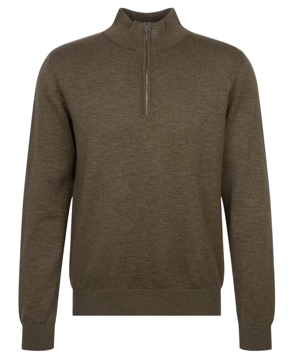 Seidensticker Quarter Zip Strickpullover Heren - Olive - 3XL