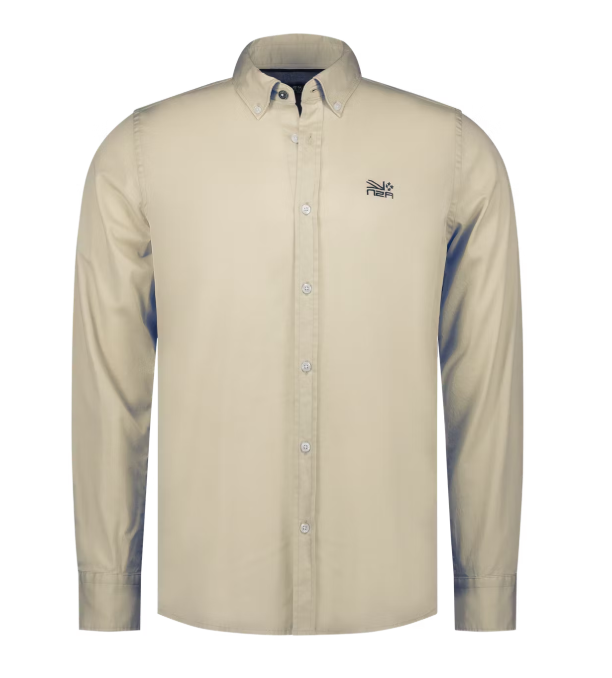 NZA Kingsley Overhemd Heren - maat XL - Cream - 97% katoen