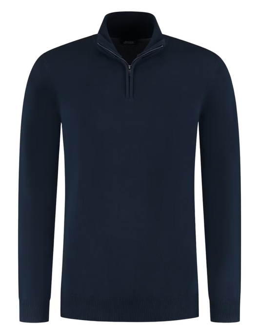 Boston Brothers Half Zip Pullover voor Heren – Maat L – Tijdloze Katoenen Trui met Luxe Breiwerk