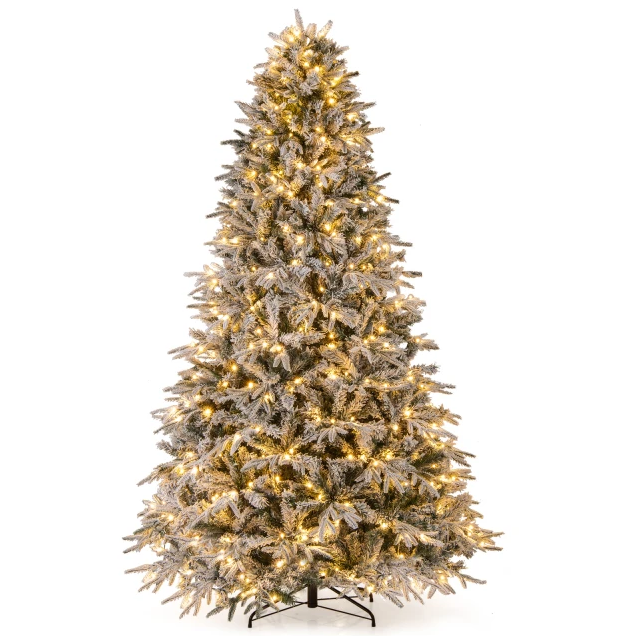 Coast kunstkerstboom 270 cm – met sneeuw en warmwitte LED-verlichting – groen/wit – Ø170 cm