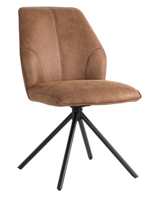 Criks Design Nova Draaibare Eetkamerstoel – Set van 2 – Cognac – 54 x 64 x 87 cm