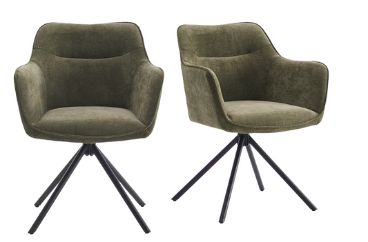 Criks Design Preston draaibare eetkamerstoel 2 stuks – green – 80,5 x 58 x 59 cm